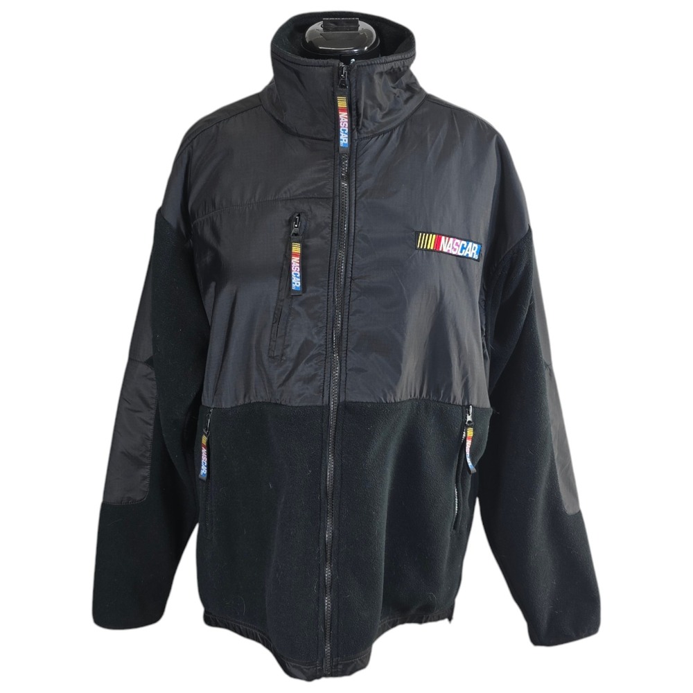 Essex NASCAR Jacket Men XL Black Fleece Ripstop Full Zip Racing Embroidered Logo